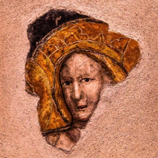 Fresco Madonna by Vitale da Bologna, 14th century, Galeria d'Arte Antica, Castello di Udine, seat