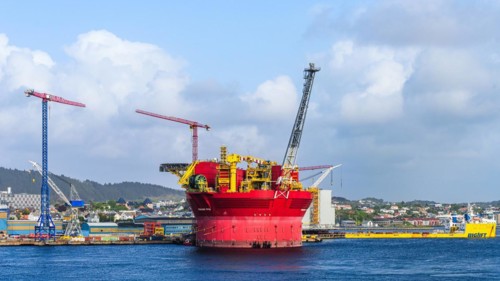 Penguins FPSO Oil Platform in Dock, Port in HAUGESUND, NORWAY