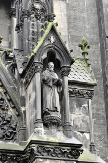 St Peter's Church, parish church, construction began in 1310, Moenckebergstrasse, statue of a