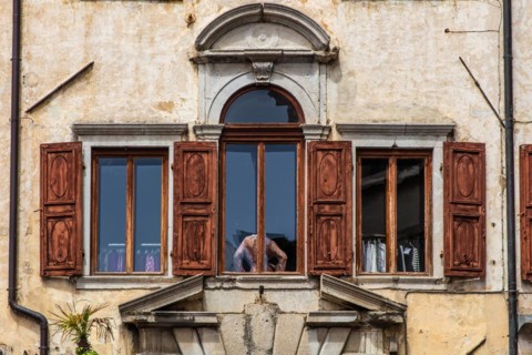 Old town streets with fashion atelier, Udine, most important historical city of Friuli, Italy,