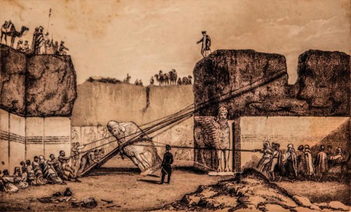 Nineveh and its ruins, download of the great winged bull, A. H. Layard, 1849, Archaeological