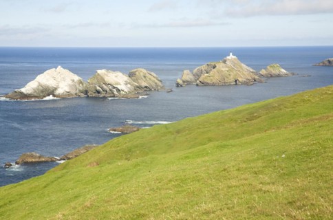 Muckle Flugga lighthouse, Britain's most northerly point, Hermaness, Unst, Shetland Islands