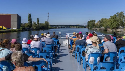 Upper deck of an excursion steamer on the Spree, Berlin-Treptow, Germany, Europe