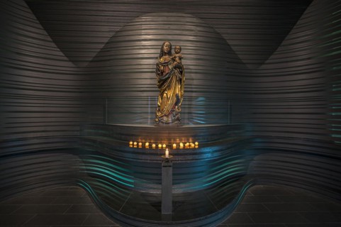 Modern Marian chapel with a sculpture of Mary with child from around 1480, St Clare's Church,