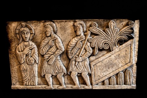 Pre-Romanesque choir screen, The Meeting of Christ with Martha and Mary, workshop from Aquileia,