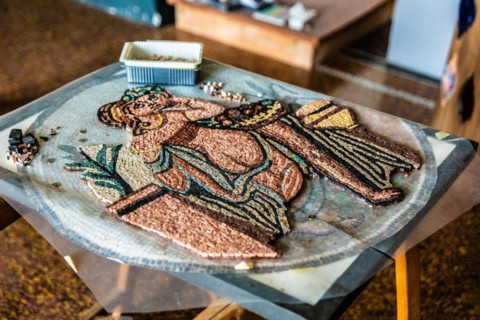 Training room, mosaic school that produces mosaic masters, Spilimbergo, city of mosaic art, Friuli,