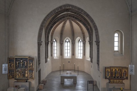 View from the gallery into the chancel of St Clare's Church, consecrated in 1273, Koenigstrasse 66,