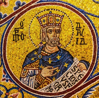 King William II, mosaic copy, Monreale Cathedral, Palermo, mosaic school producing mosaic masters,
