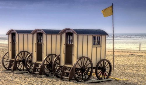 Registry office in the historic changing room carriage on the beach Norderney Germany
