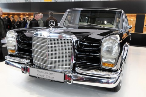 RETRO CLASSICS 2010, Stuttgart Trade Fair Centre, front view of a Mercedes-Benz classic car with