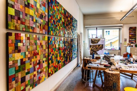 Training room, mosaic school that produces mosaic masters, Spilimbergo, city of mosaic art, Friuli,