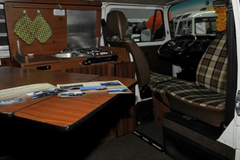 RETRO CLASSICS 2010, Stuttgart Messe, The interior of a VW Camper T 2 camper van with table,