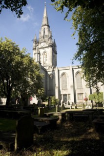 Spire and nave east church Kirk of Saint Nicholas, Aberdeen, Scotland, United Kingdom, Europe