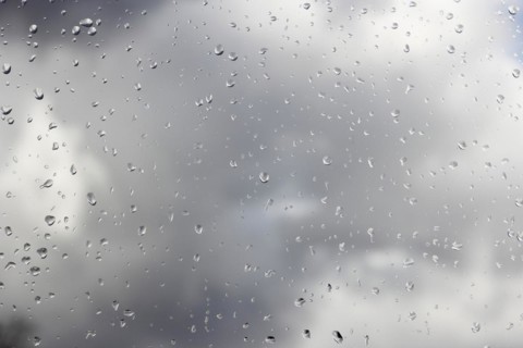 Raindrops on a window pane, North Rhine-Westphalia, Germany, Europe