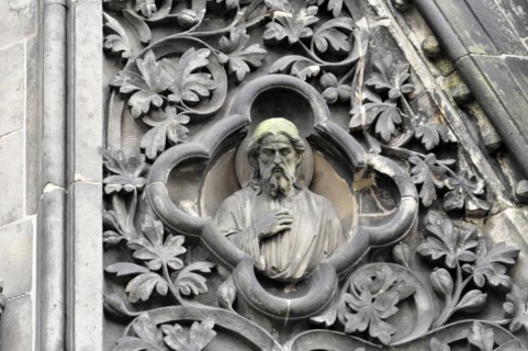 St Peter's Church, parish church, construction began in 1310, Moenckebergstrasse, stone sculpture