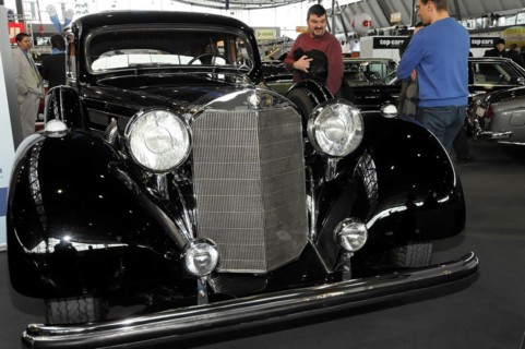 RETRO CLASSICS 2010, Stuttgart Messe, Stuttgart, Front view of a black Mercedes-Benz classic car