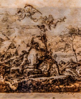 The Stoning of Saint Stephen, Giandomenico Tiepolo, watercolour, Galeria d'Arte Antica, Castello di