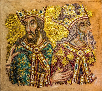 Soldier and Magi, mosaic copy of the Basilica of San Marco in Venice, mosaic school producing