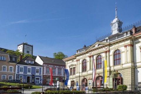 Main square, with town hall, Weitra, Waldviertel, Lower Austria, Austria, Europe