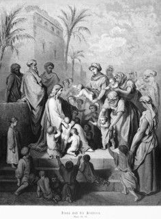 Jesus and the little children, Gospel of Mark, chapter 10, blessing, crowd, infants, mothers,