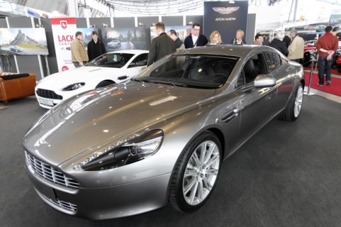 RETRO CLASSICS 2010, Stuttgart Messe, An elegant silver Aston Martin at a motor show, Stuttgart