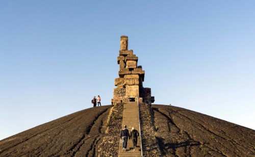 The Rheinelbe spoil tip in Gelsenkirchen. The 10 metre high sculpture Himmelstreppe stands on the