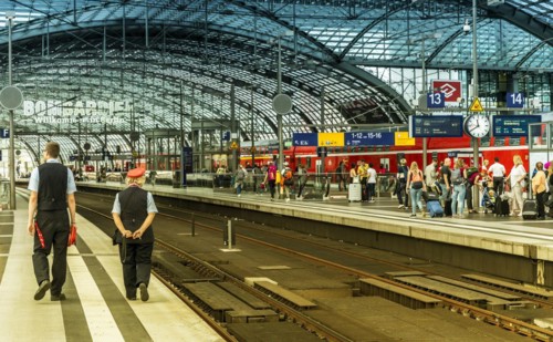 Passengers and staff at Berlin Central Station, Berlin, Germany, Europe