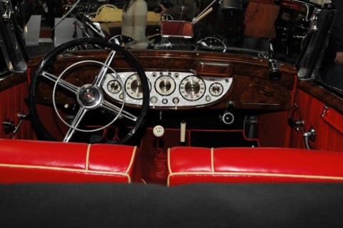 RETRO CLASSICS 2010, Stuttgart Messe, Interior of a classic car (Mercedes) with red leather seats