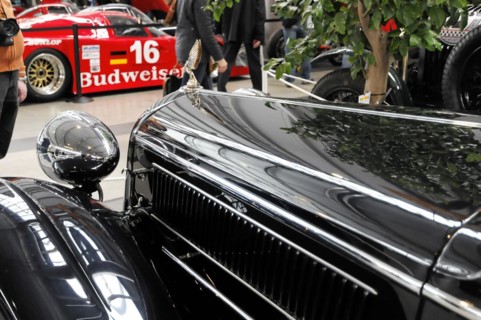 RETRO CLASSICS 2010, Stuttgart Messe, close-up of the emblem-covered radiator grille of a classic