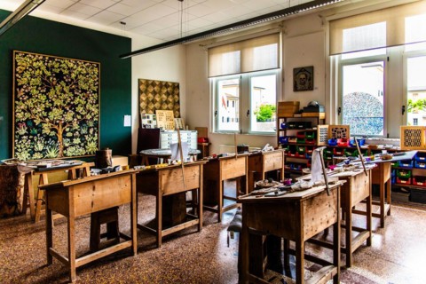Training room, mosaic school that produces mosaic masters, Spilimbergo, city of mosaic art, Friuli,