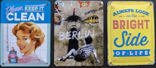 Vintage, nostalgic metal advertising signs, Berlin, Germany, Europe