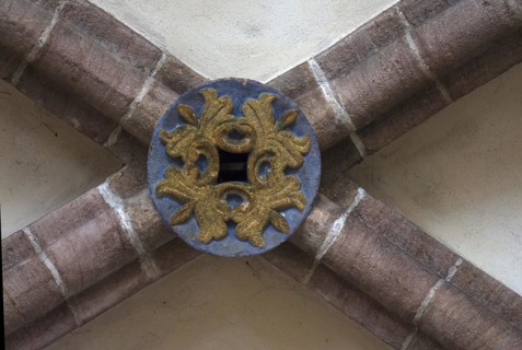 Rosette, vault keystone in the Gothic vault, St Clare's Church, Koenigstrasse 66, Nuremberg, Middle