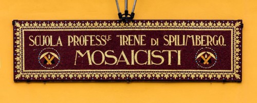 Mosaic school that produces mosaic masters, Spilimbergo, city of mosaic art, Friuli, Italy,