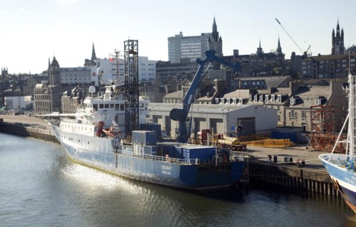 GeoBay DCF subsea ship, Port harbour, Aberdeen, Scotland, United Kingdom, Europe