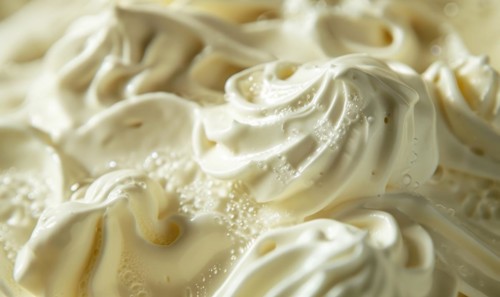 Close-up of melting vanilla ice cream, abstract background with ice cream close up view AI