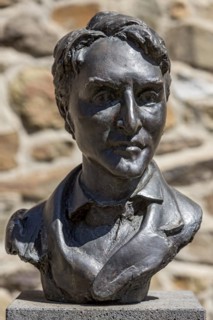 Monument to journalist and writer Ludwig Boerne, portrait, bronze sculpture by Thomas Burhenne,
