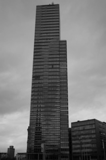 Building in the Mediapark, black and white, Cologne, Germany, Europe