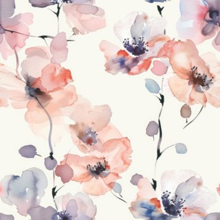 Floral watercolor pattern with delicate roses and foliage AI generated