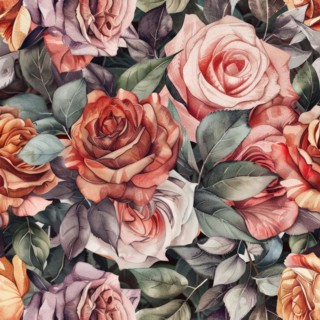 Seamless watercolor pattern with rose blossoms in pastel tones AI generated