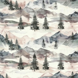 Landscape watercolor pattern with serene scenery and soft tones, abstract nature background,