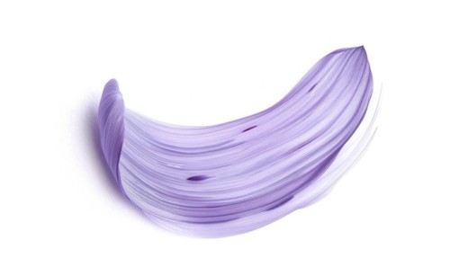 Brush stroke resembling a lily petal, in serene lavender color on white background AI generated