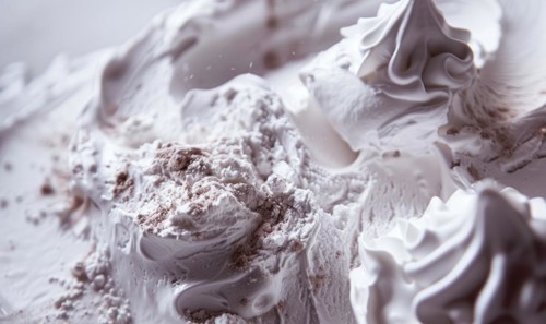 Close-up of melting lavender ice cream, abstract background with ice cream close up view AI