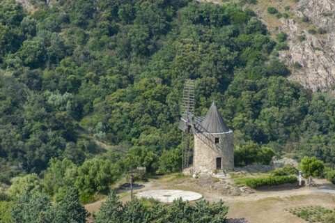 Old village mill Moulin Saint Roche, Grimaud-Village, Var, Provence-Alpes-Cote d'Azur, France,