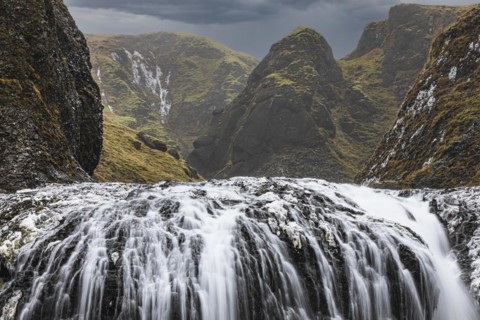 Stjornarfoss waterfall, near Kirkjubaejarklaustur, Sudurland, Iceland, Europe