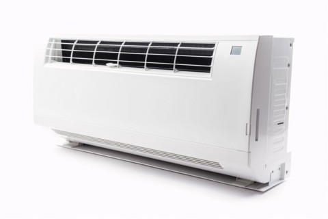 White air conditioner on white background. KI generiert, generiert, AI generated
