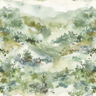 Landscape watercolor pattern with serene scenery and soft tones, abstract nature background,