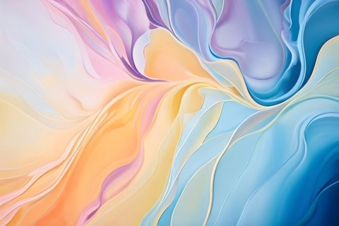 Abstract pastel painting with flowing lines intertwine organic shapes symbolizing springs awake, AI