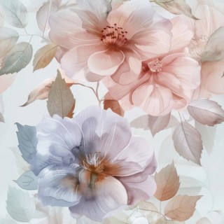 Floral watercolor pattern with delicate roses and foliage AI generated
