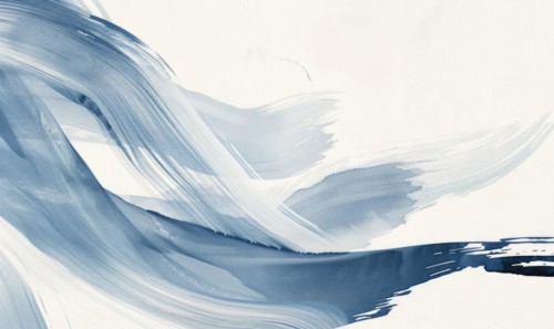 Minimalist brush stroke design on white background AI generated