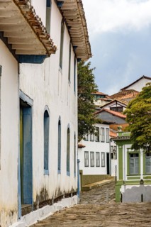 Old colonial houses on the streets of the historic city of Diamantina in Minas Gerais, Brasil